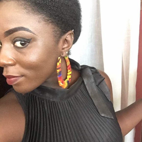 Matching Kente Head Wrap and Earrings - Picture 3 of 8